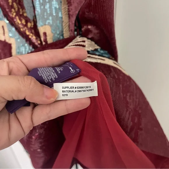 NWT Ralph Lauren Purple Label Embellished Cady Red Sequin Short Sleeve Dress new